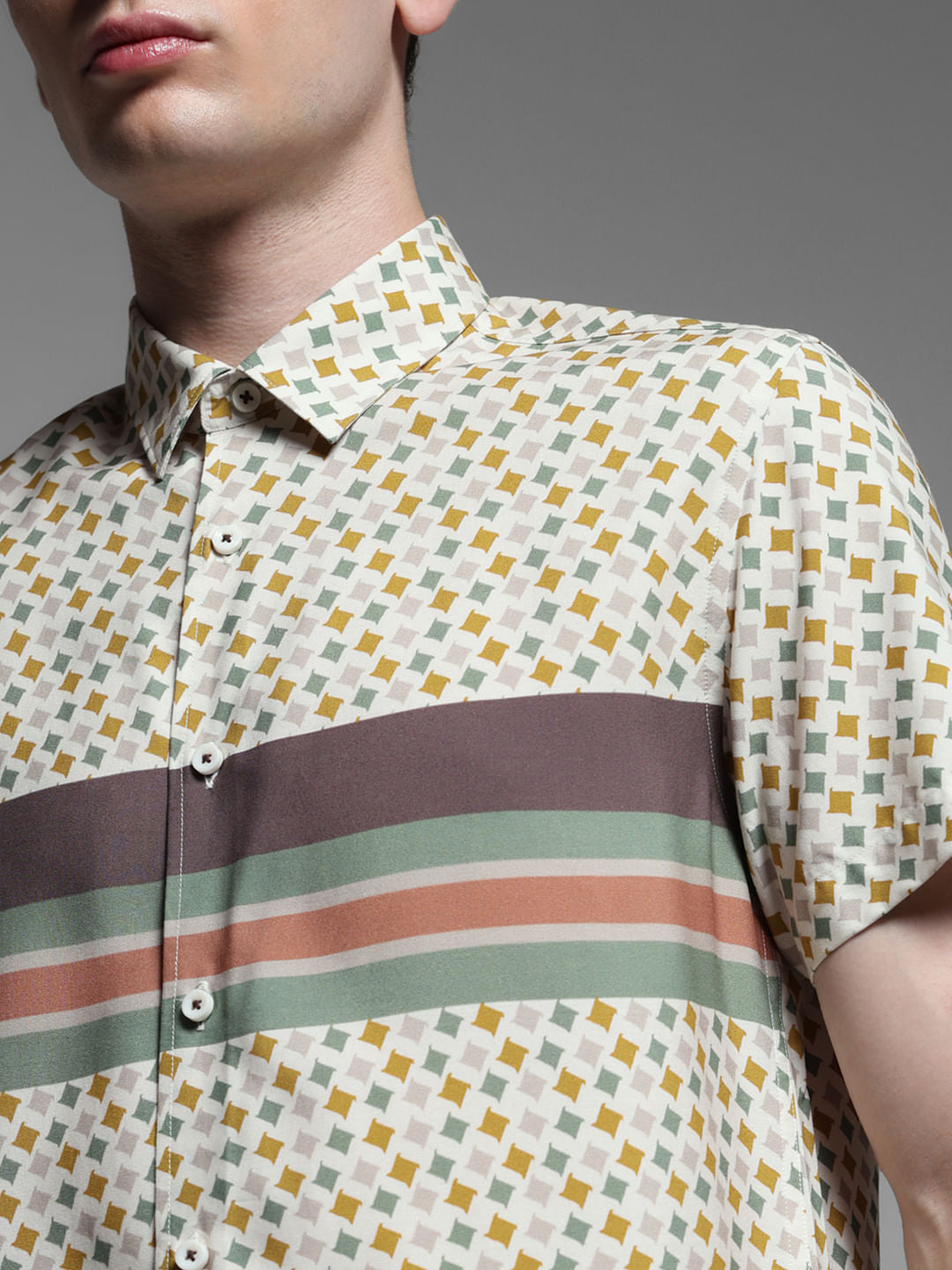 Blue Abstract Print Rayon Shirt