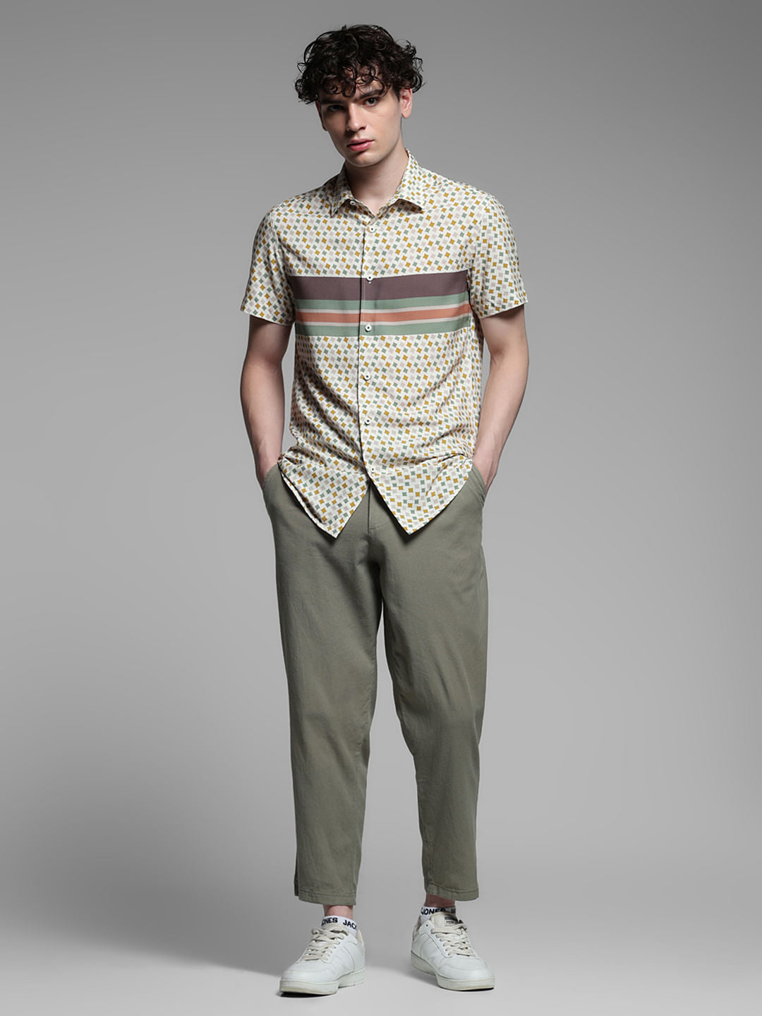 Blue Abstract Print Rayon Shirt