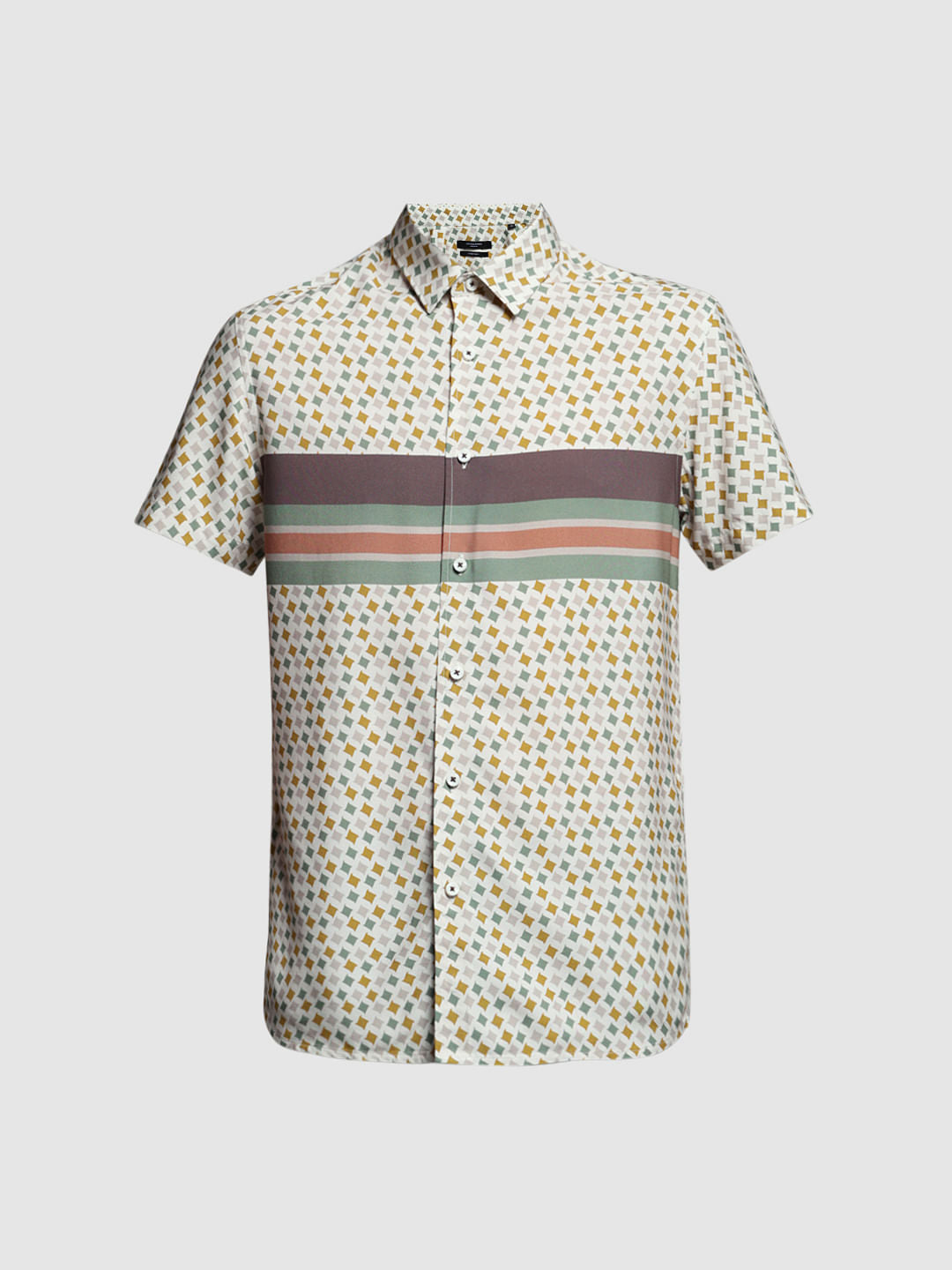 Blue Abstract Print Rayon Shirt