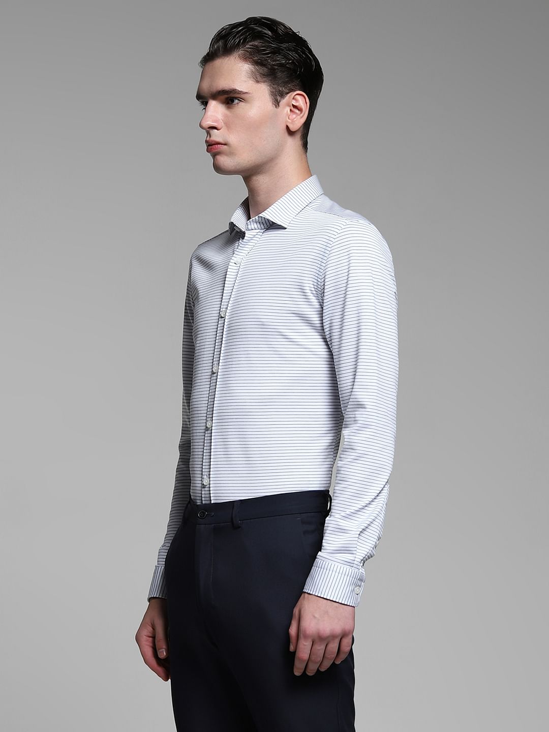 White Striped Full Sleeves Shirt