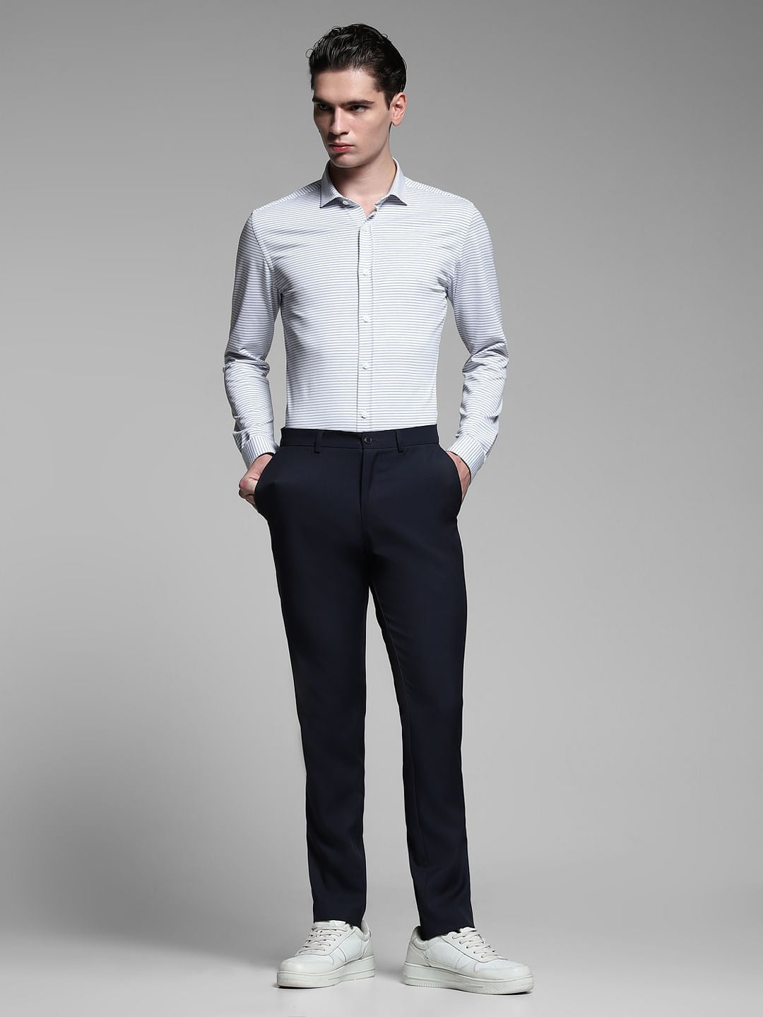 White Striped Full Sleeves Shirt