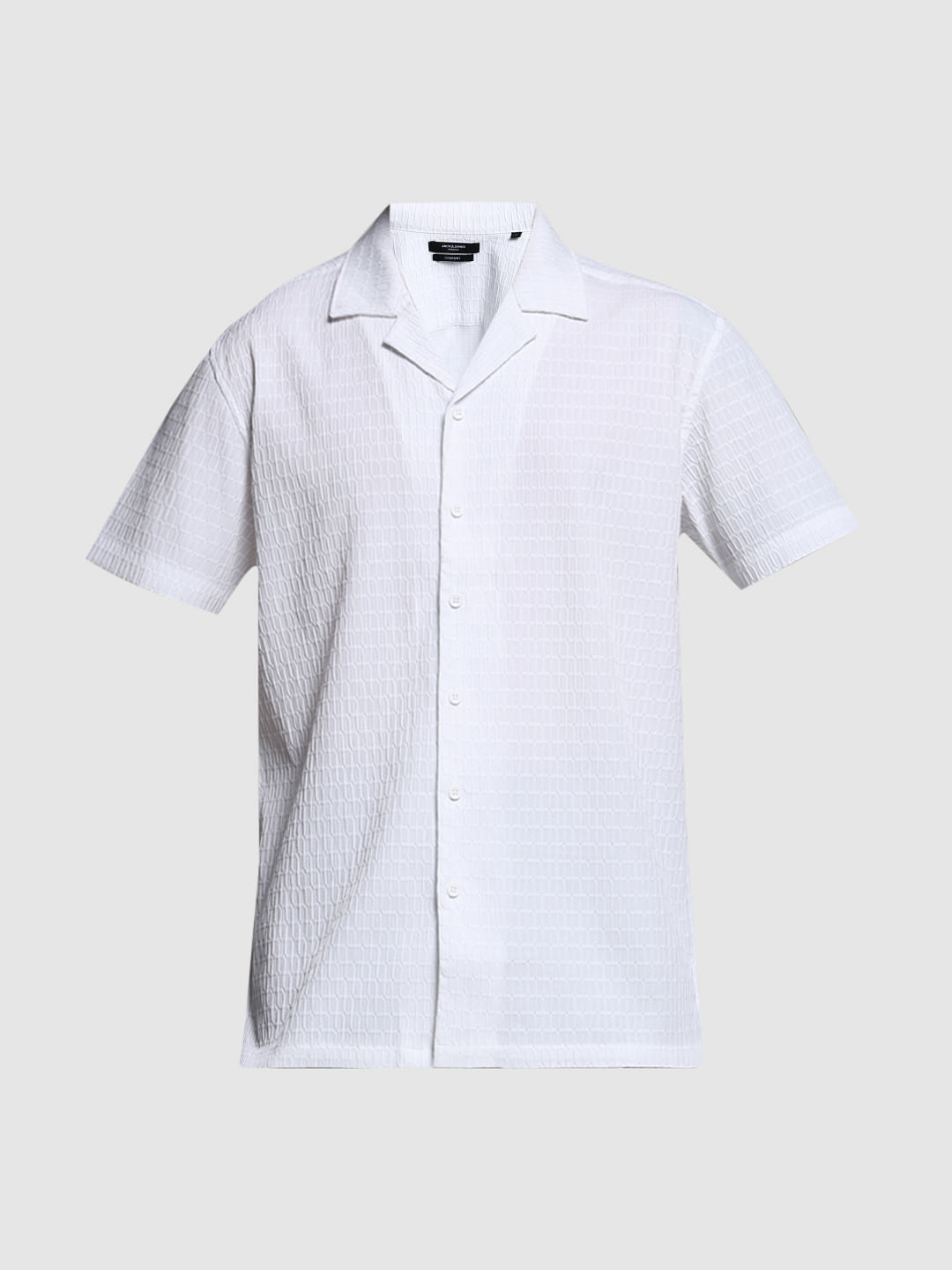 White Stretch Short Sleeves Shirt