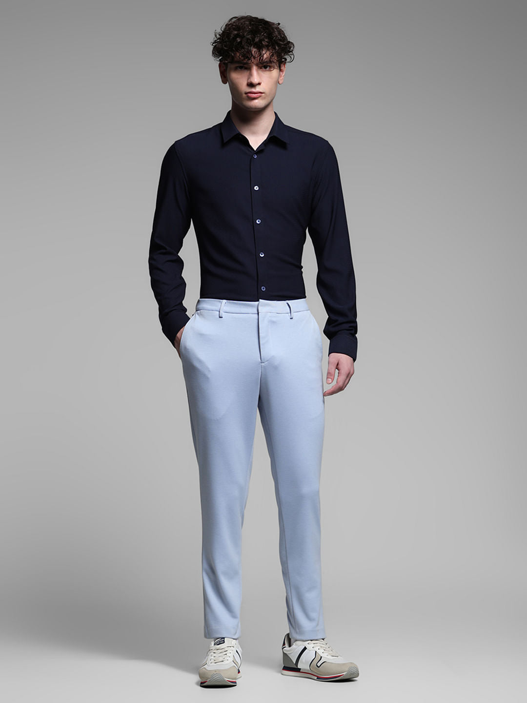 Dark Blue Dobby Full Sleeves Shirt