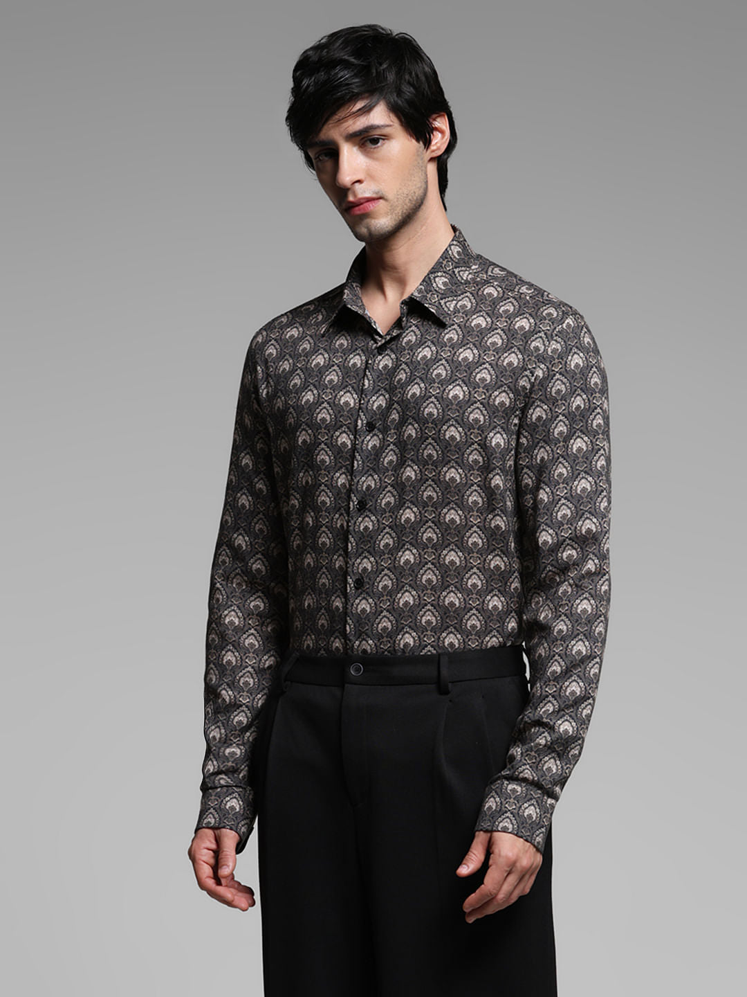 Black Abstract Print Shirt