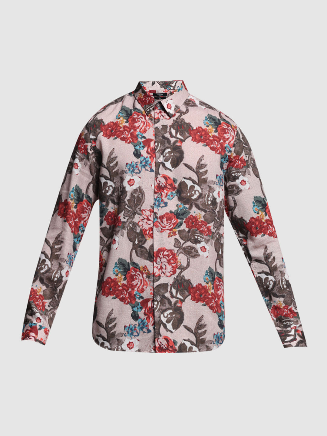 LIGHT BROWN FLORAL SHIRT