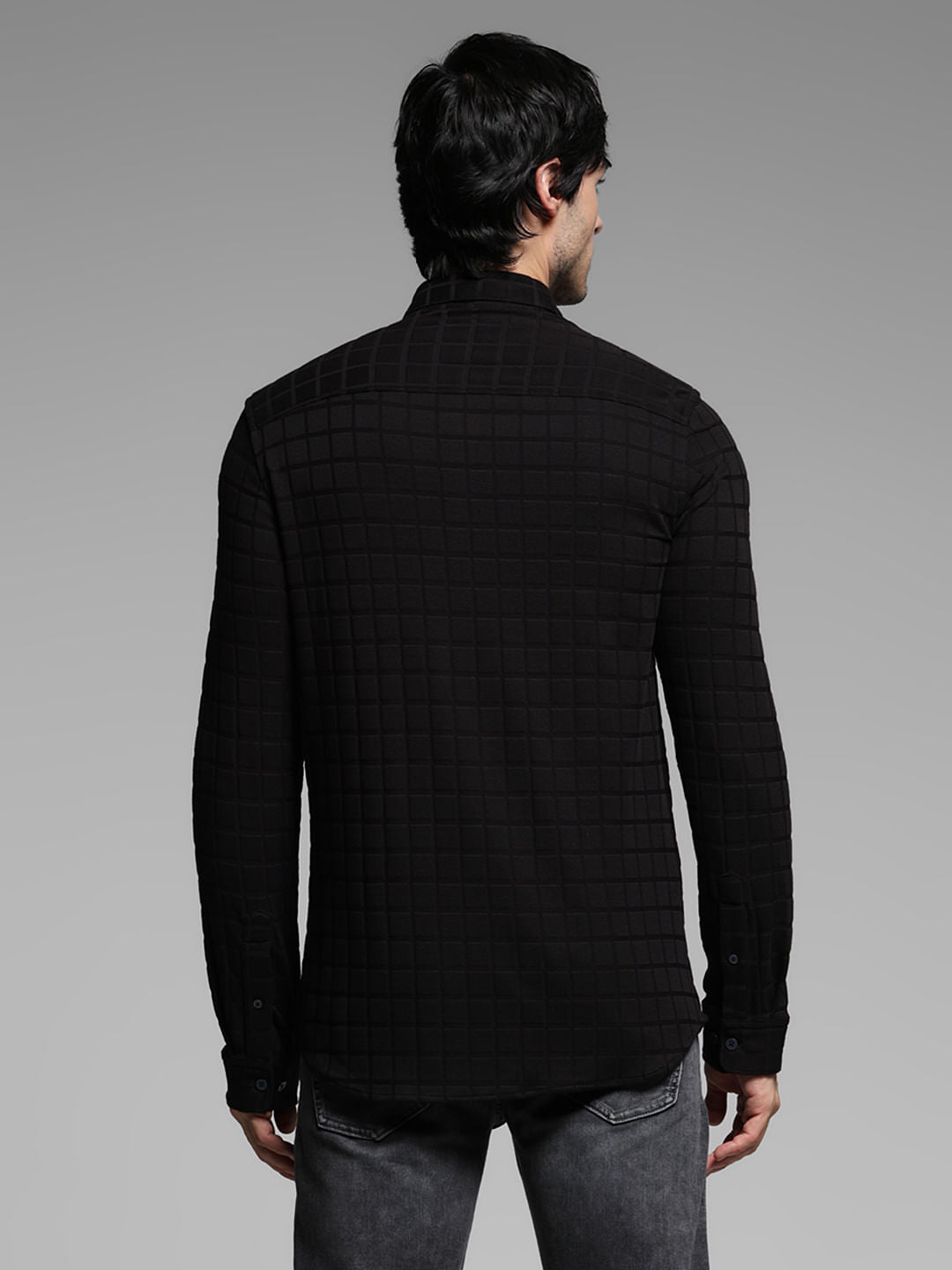 Black Knitted Full Sleeves Shirt
