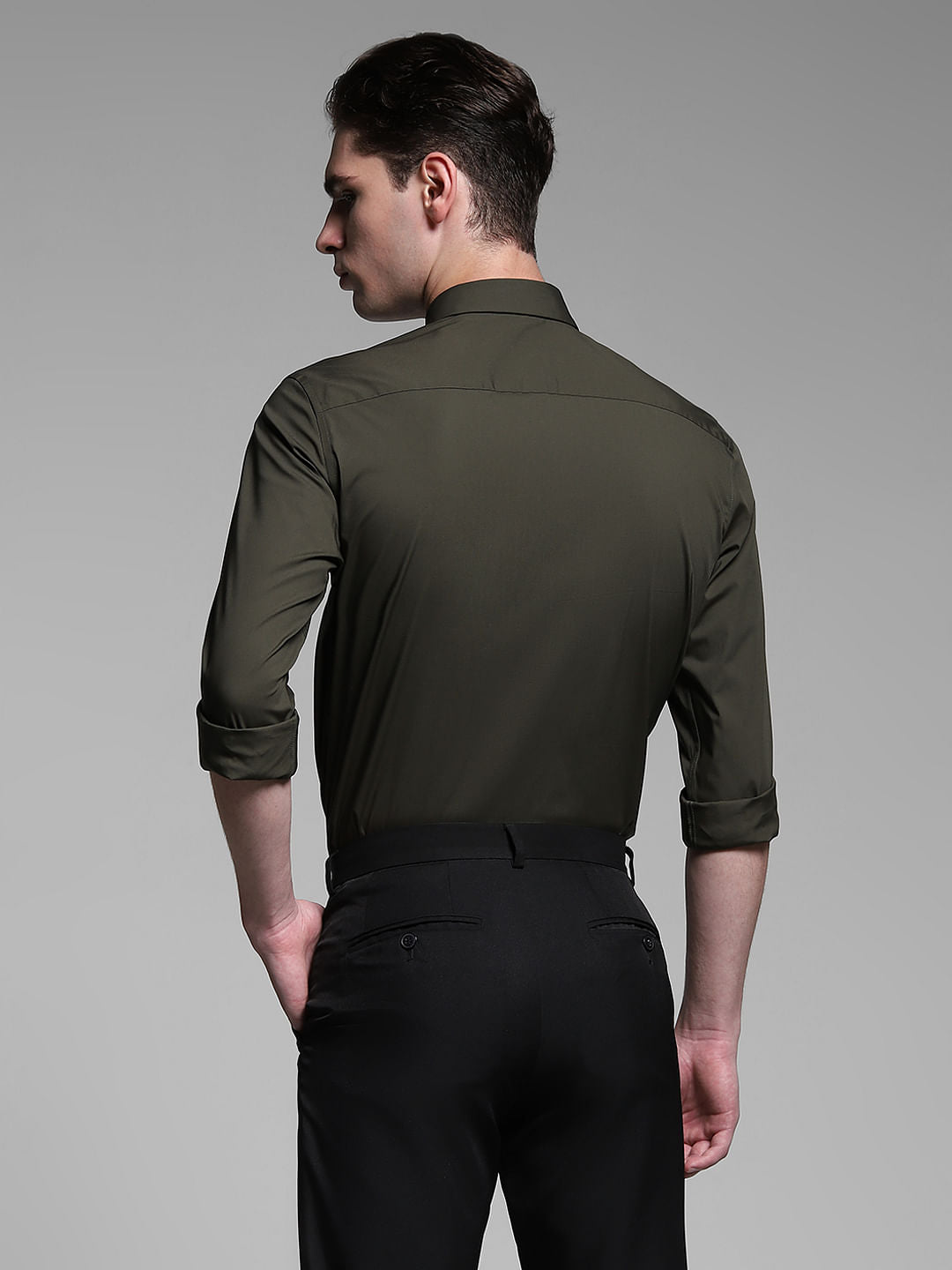 Dark Green Poplin Full Sleeves Shirt