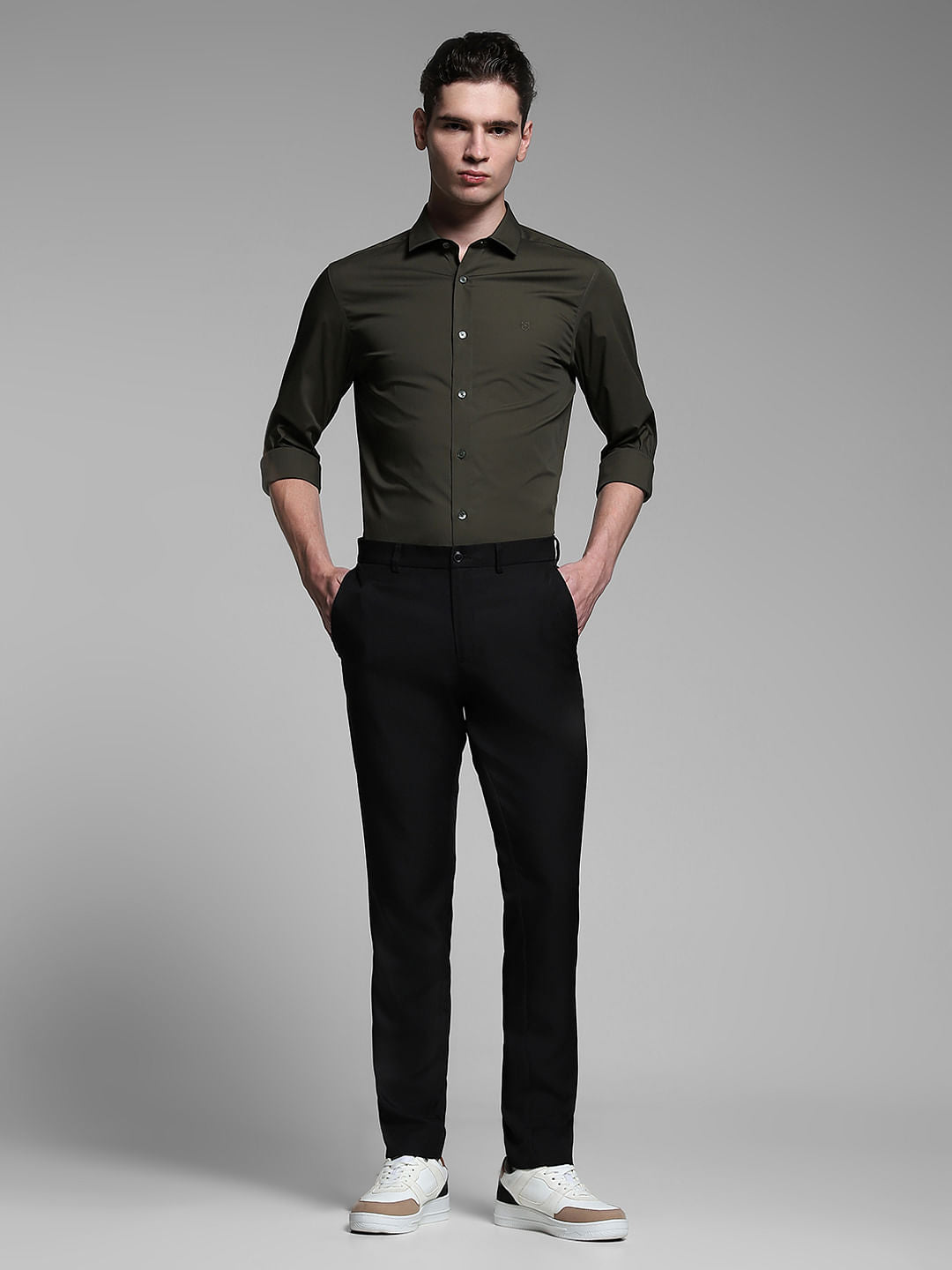 Dark Green Poplin Full Sleeves Shirt