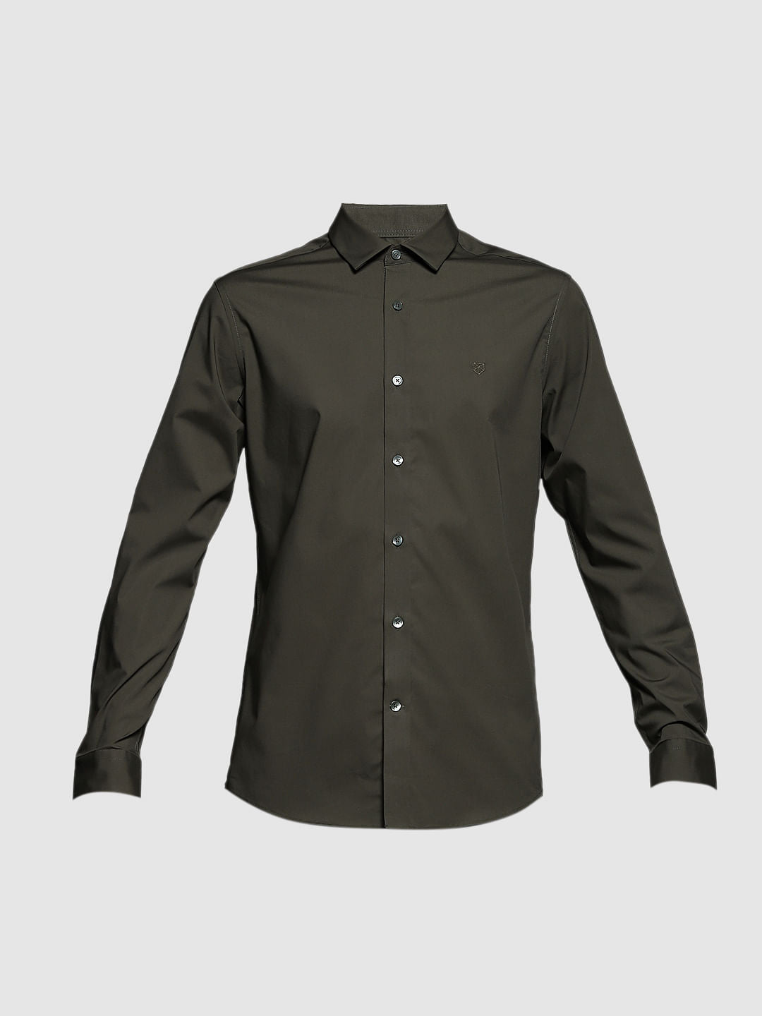 Dark Green Poplin Full Sleeves Shirt