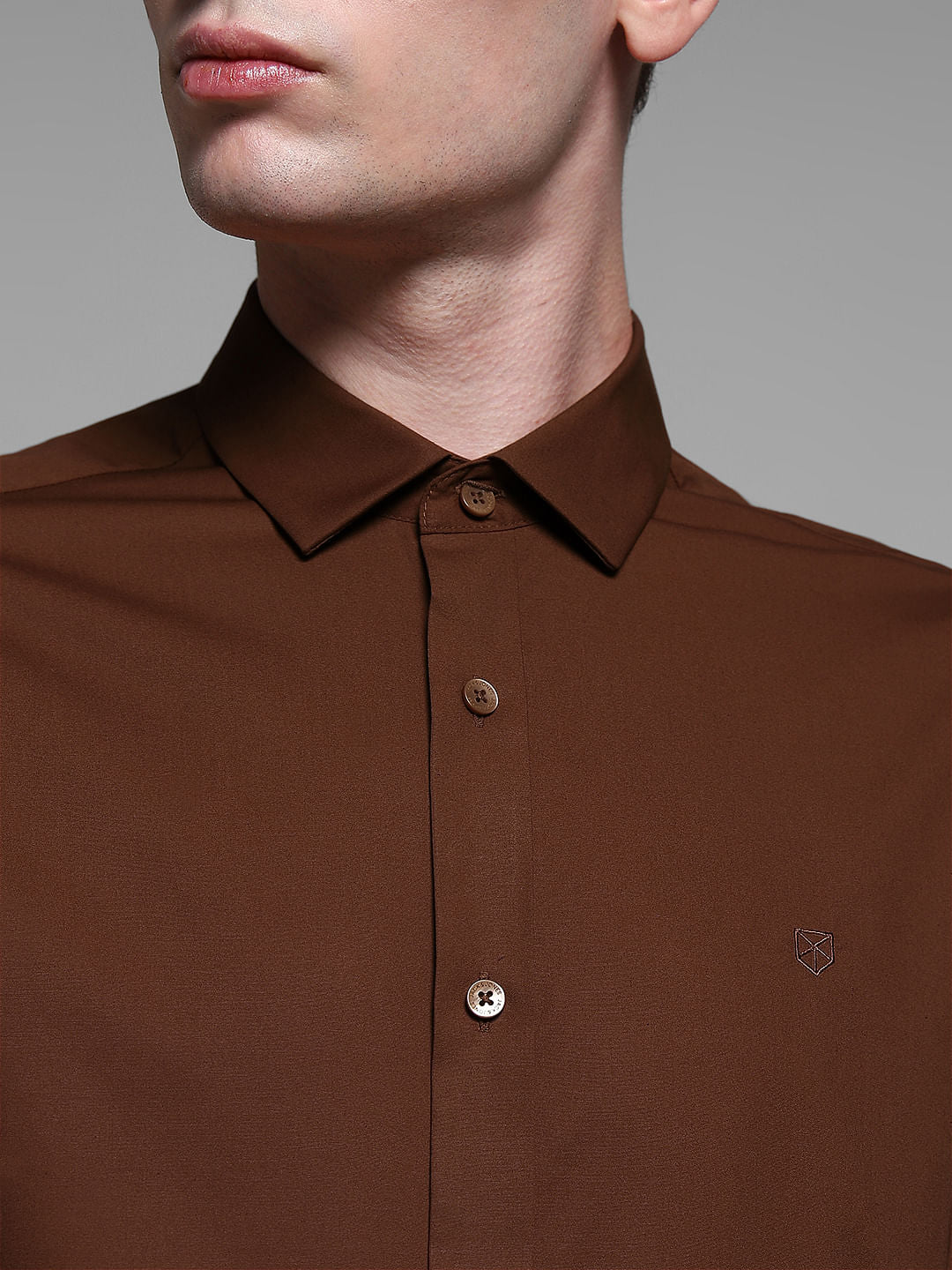 Dark Brown Poplin Full Sleeves Shirt