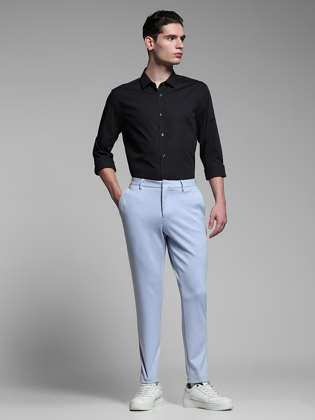 Black Poplin Full Sleeves Shirt