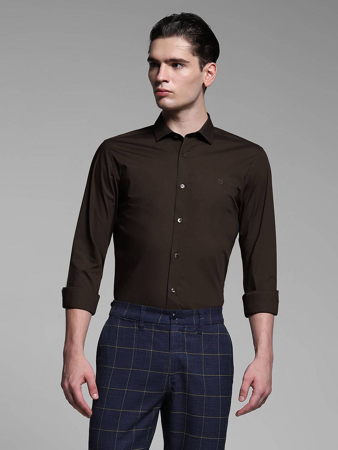 Chocolate Brown Poplin Full Sleeves Shirt