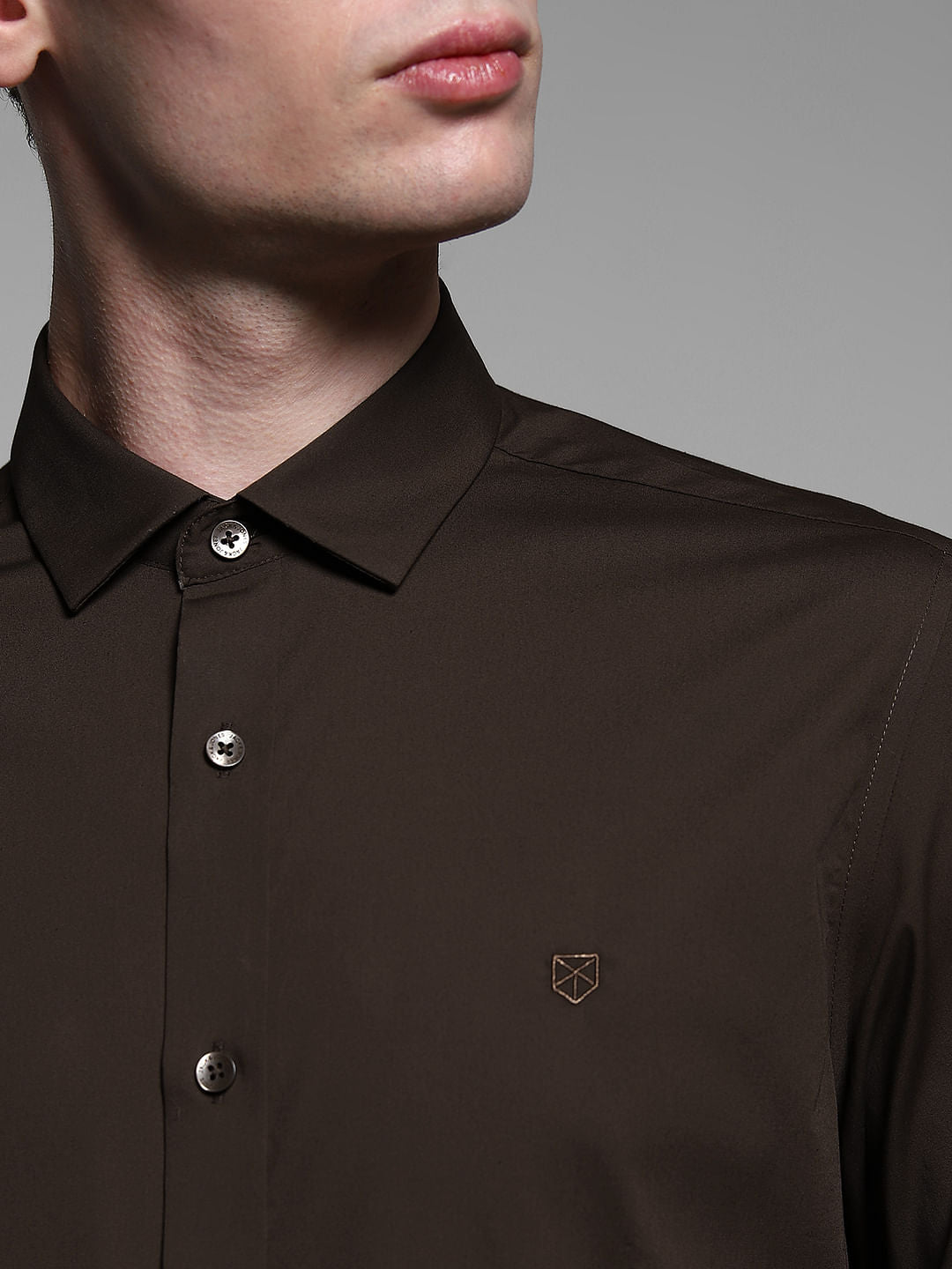 Chocolate Brown Poplin Full Sleeves Shirt