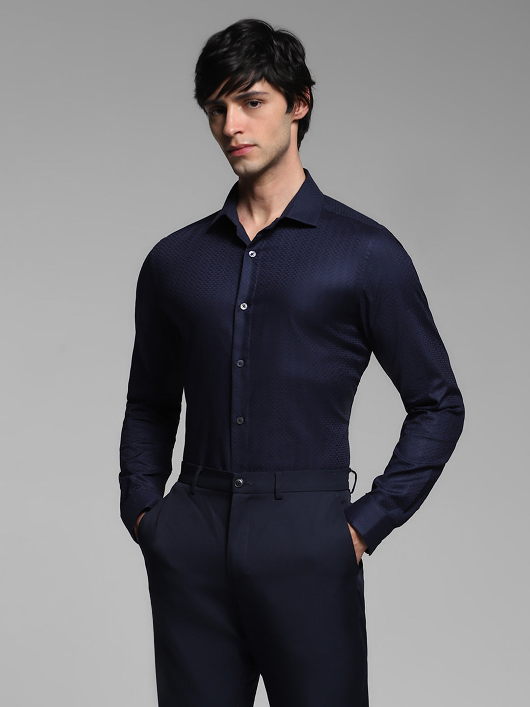 Dark Blue Dobby Formal Shirt