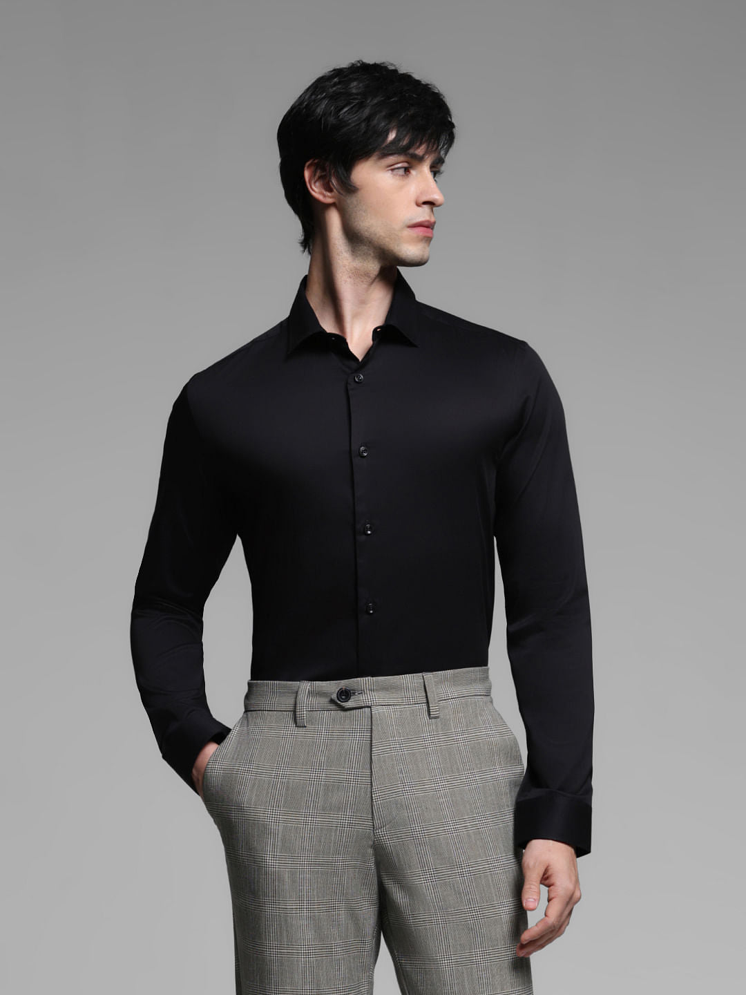 Black Cotton Formal Shirt