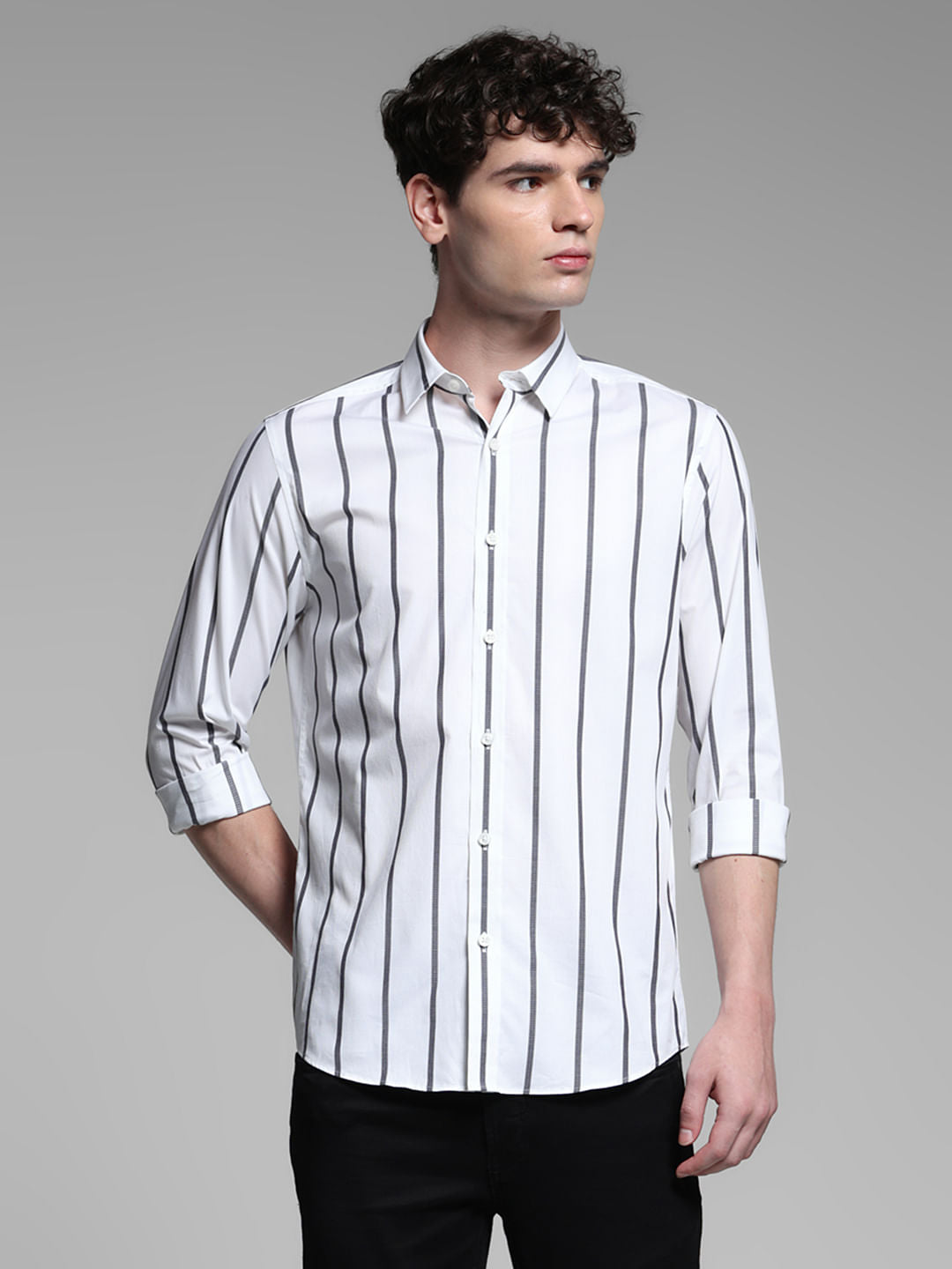 White Striped Full Sleeves Shirt