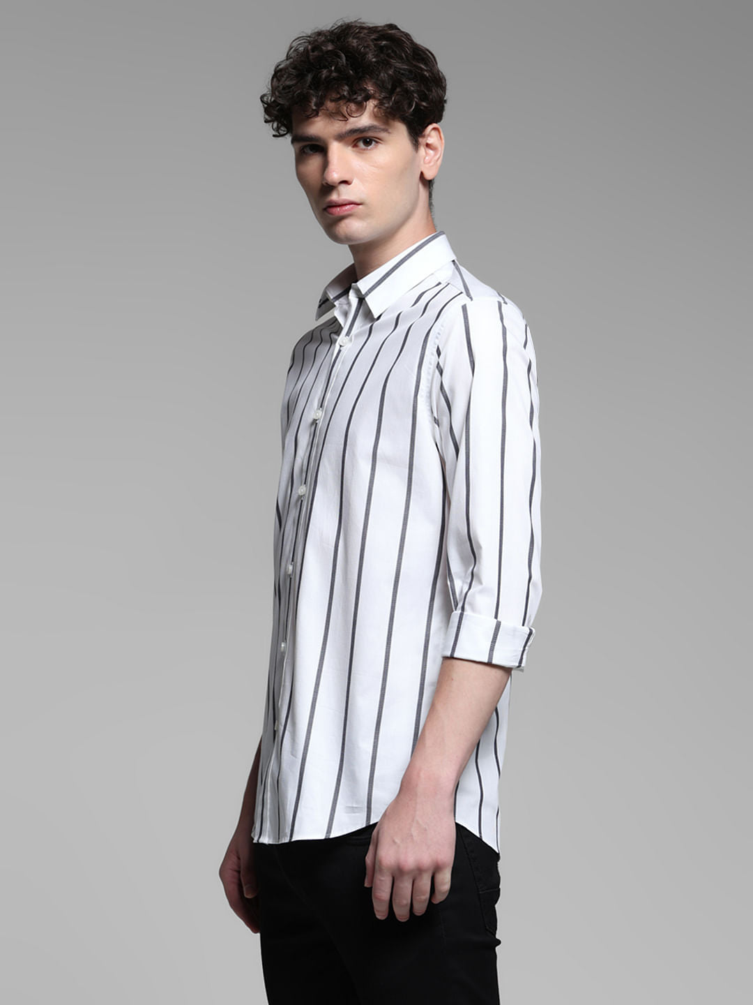 White Striped Full Sleeves Shirt