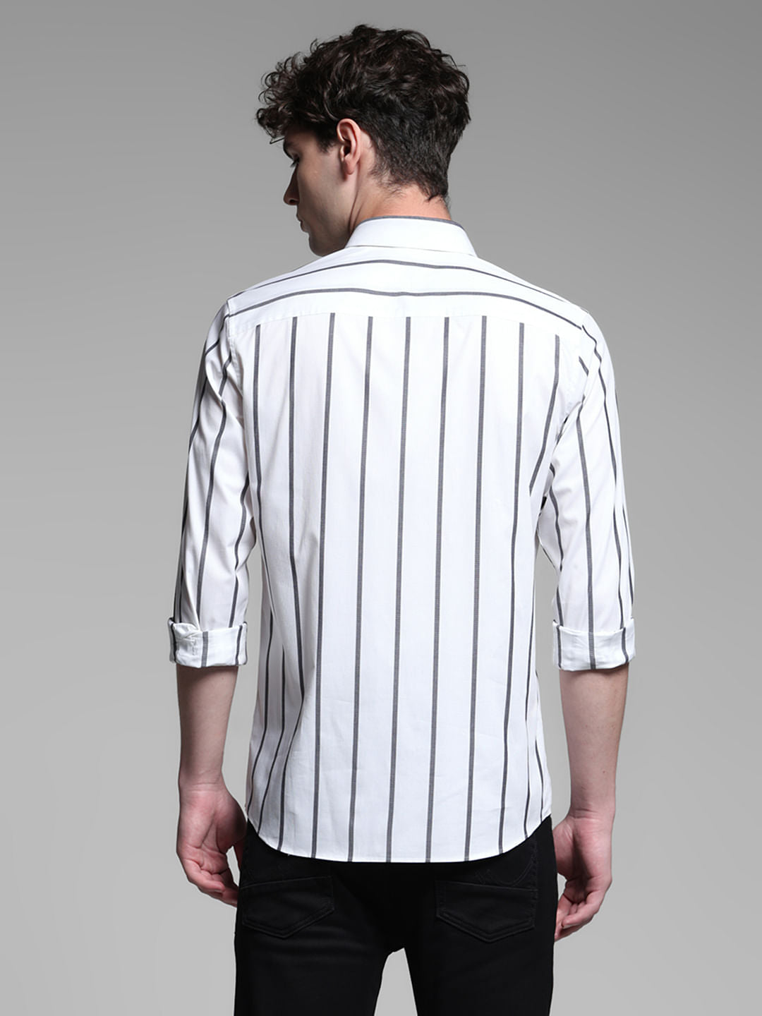 White Striped Full Sleeves Shirt