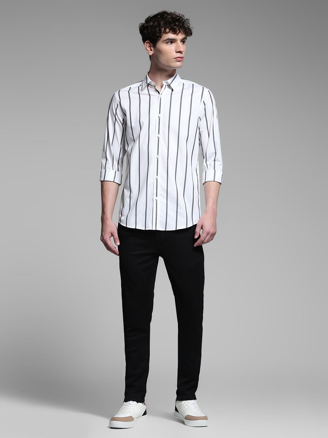 White Striped Full Sleeves Shirt