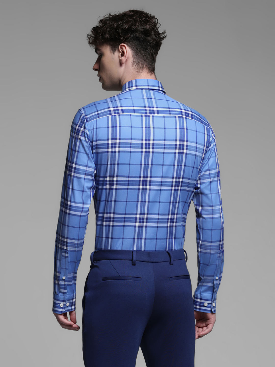 BLUE CHECK PRINT SHIRT