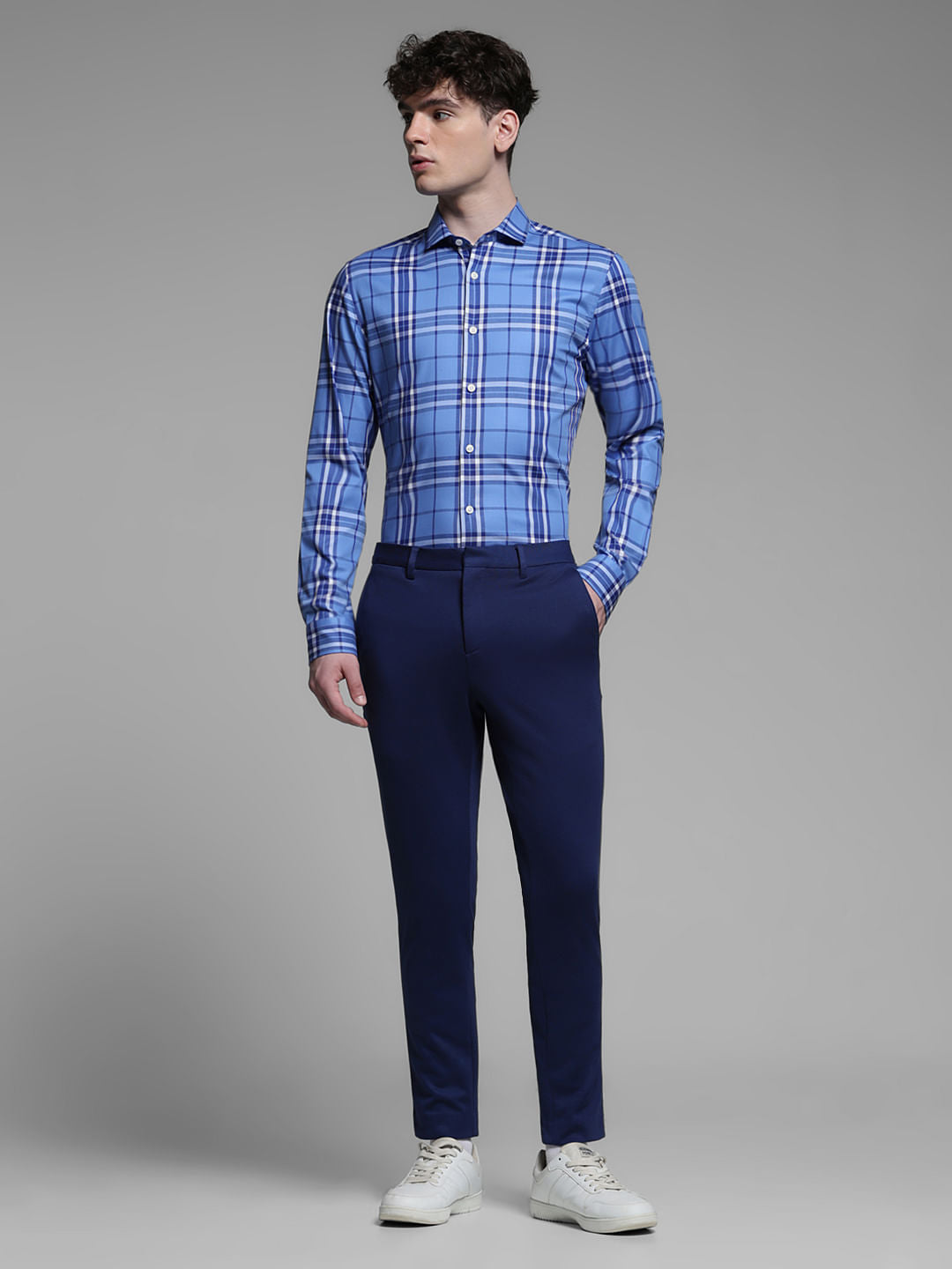 BLUE CHECK PRINT SHIRT