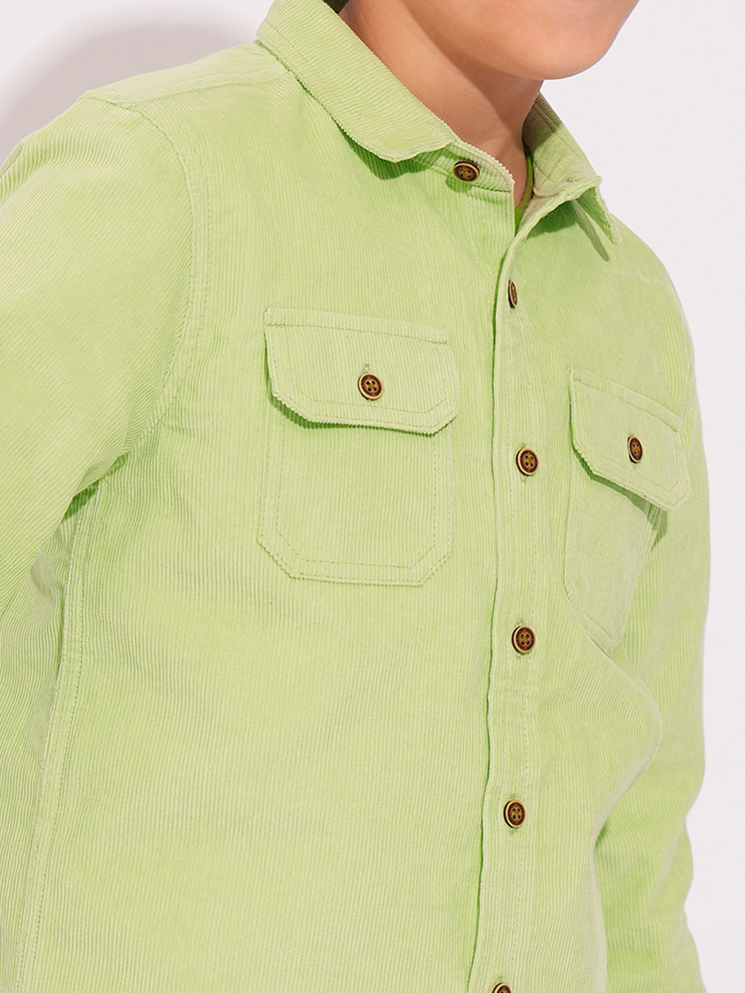 Boys Pastel Green Corduroy Shirt