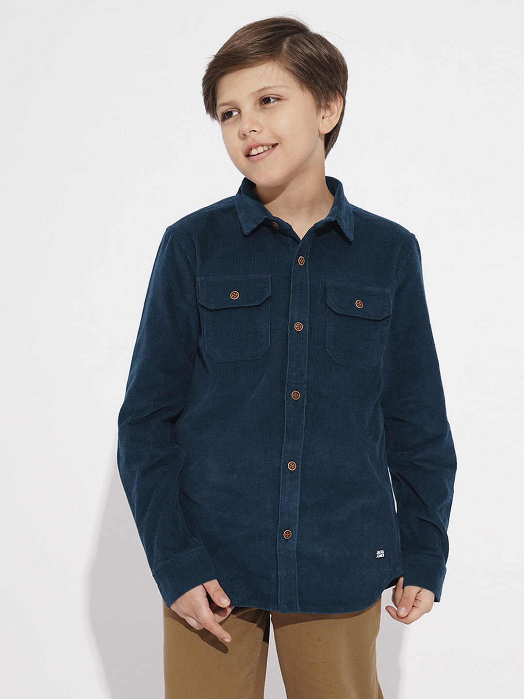 Boys Navy Blue Corduroy Shirt