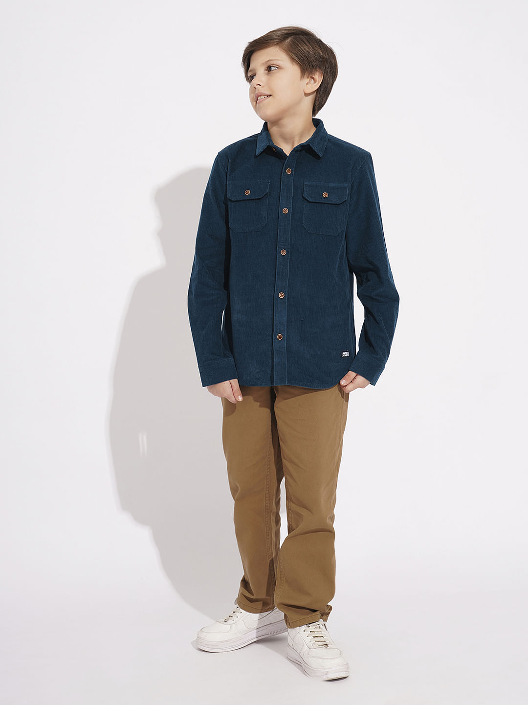 Boys Navy Blue Corduroy Shirt