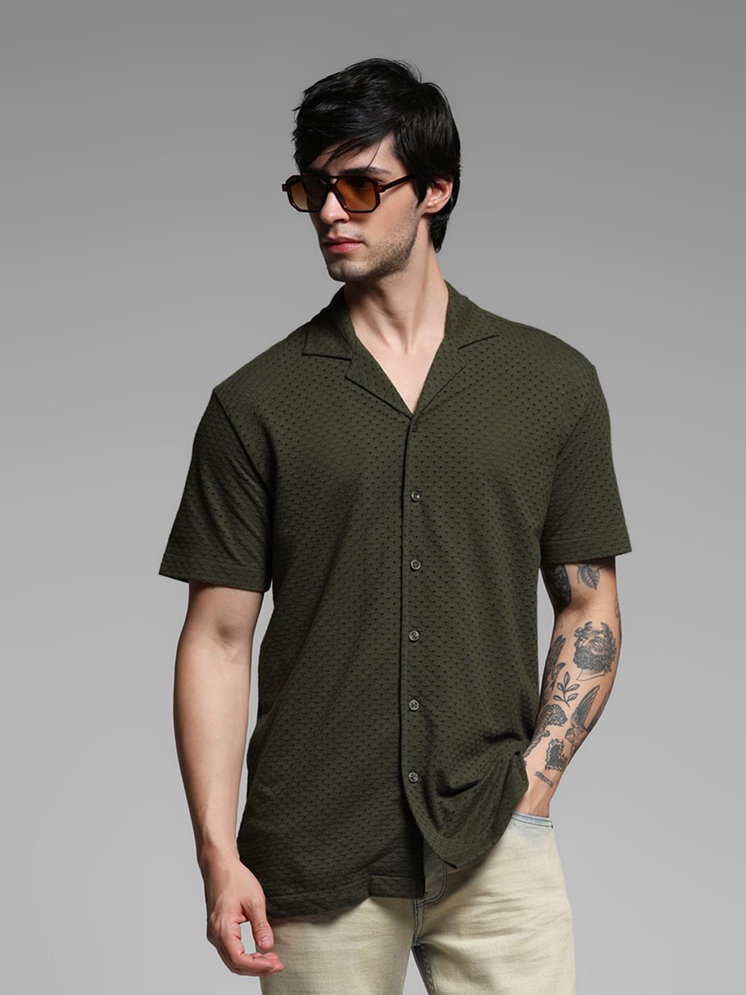 Green Resort Collar Shirt