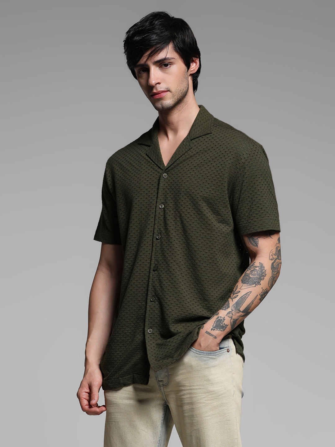 Green Resort Collar Shirt