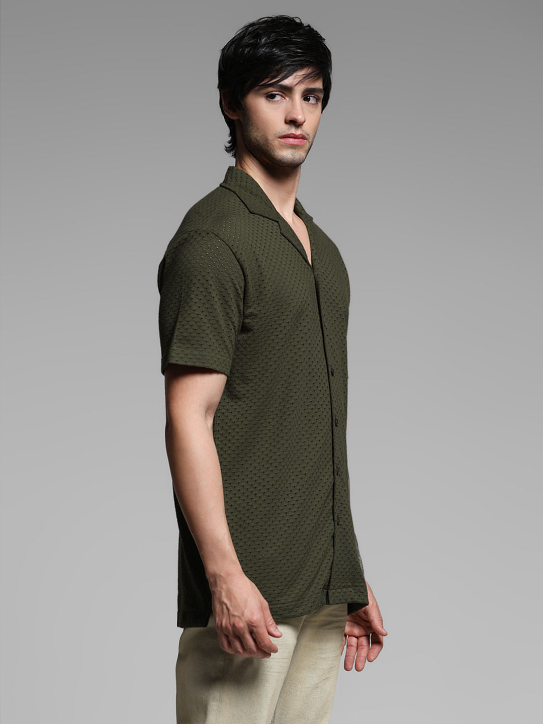 Green Resort Collar Shirt