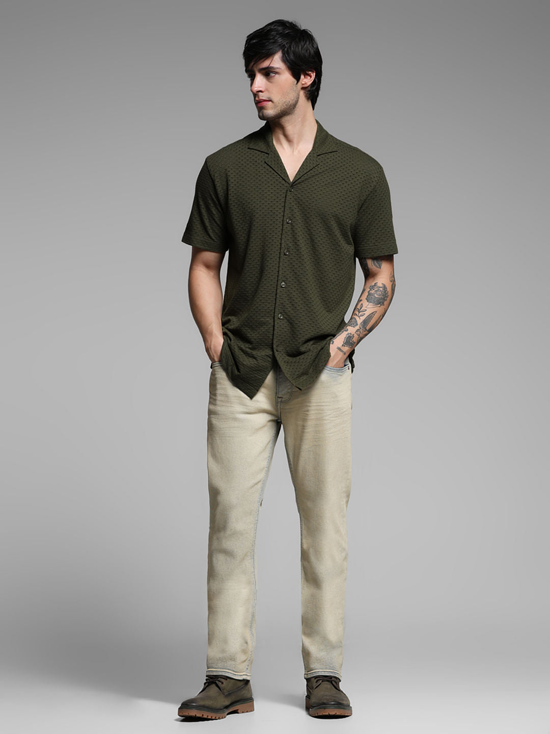 Green Resort Collar Shirt