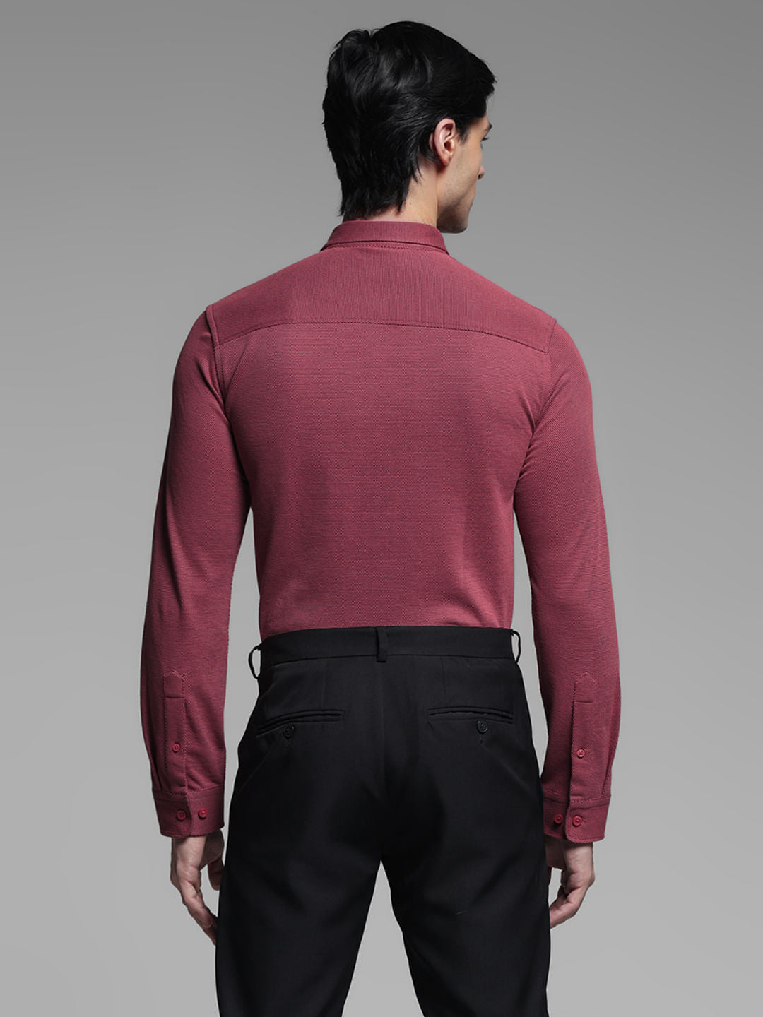 Pink Knitted Full Sleeves Shirt