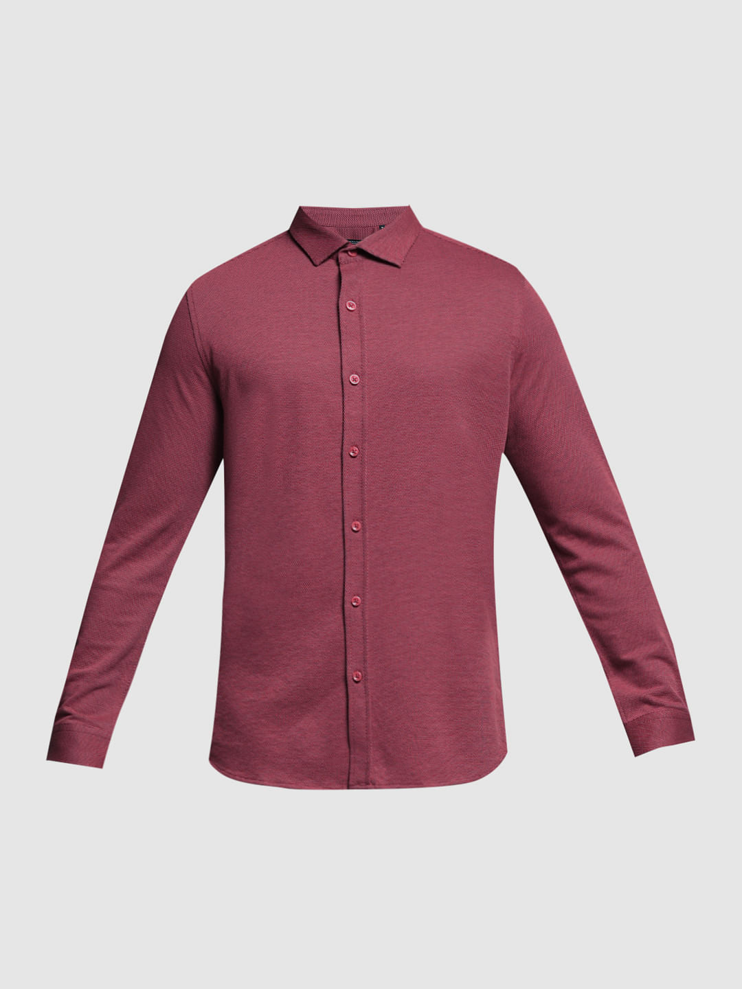 Pink Knitted Full Sleeves Shirt