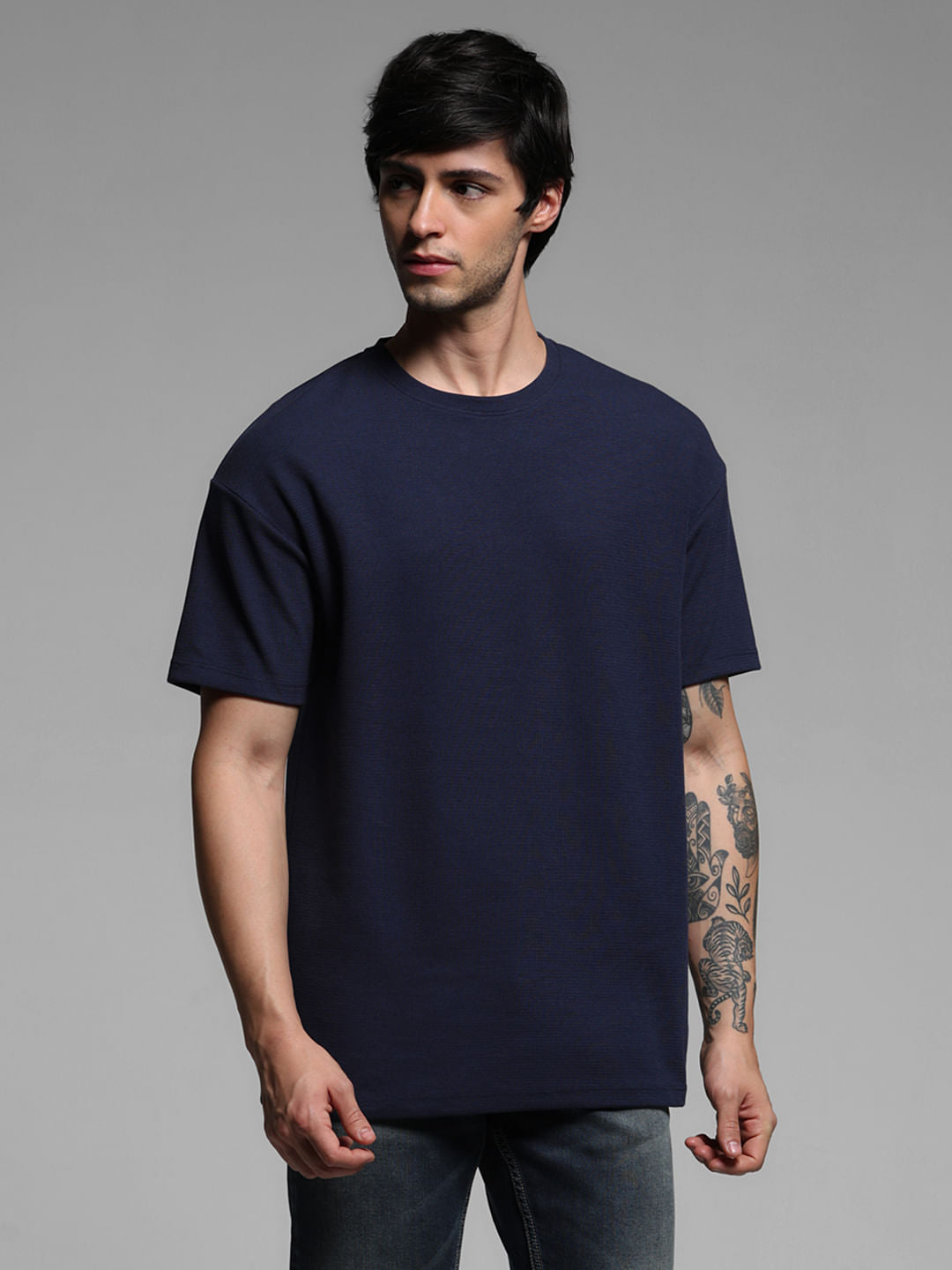 BLUE OVERSIZED COTTON T-SHIRT