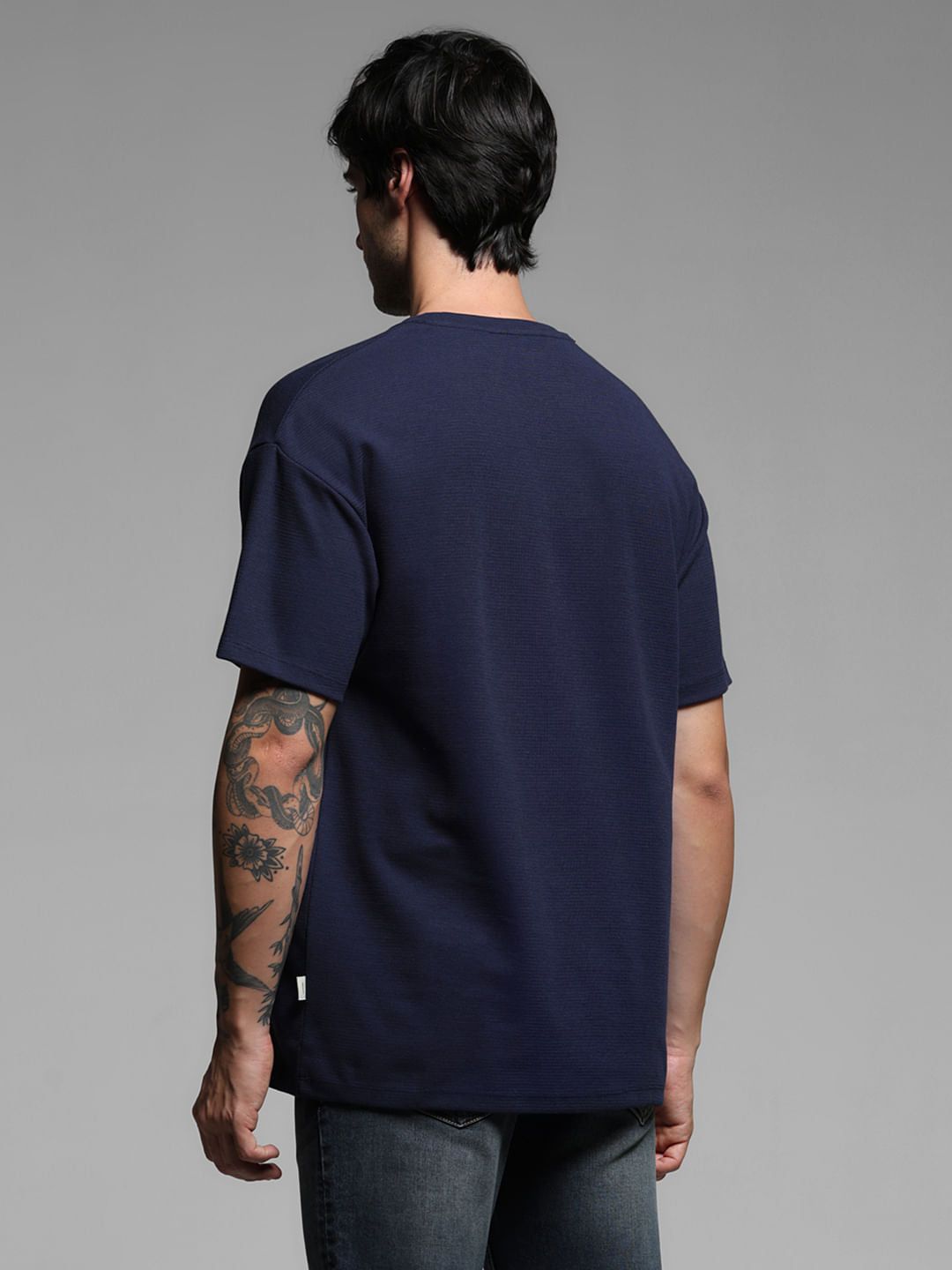 BLUE OVERSIZED COTTON T-SHIRT