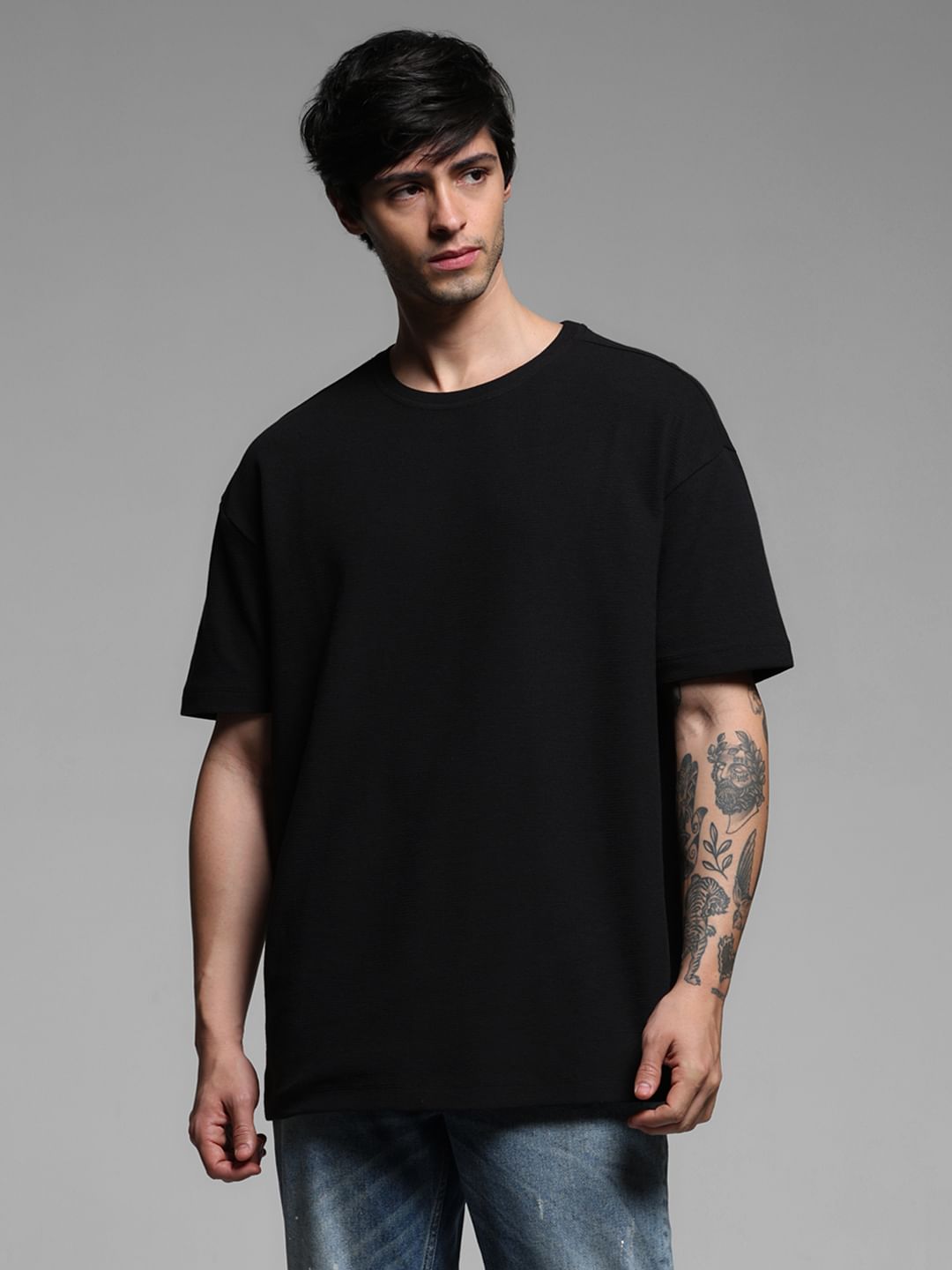 BLACK OVERSIZED COTTON T-SHIRT