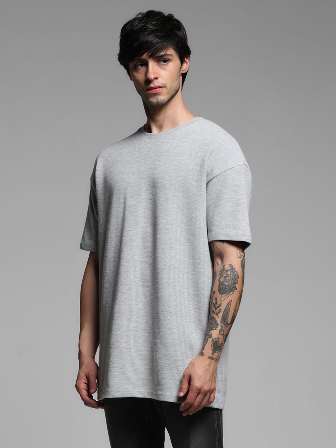 GREY OVERSIZED COTTON T-SHIRT
