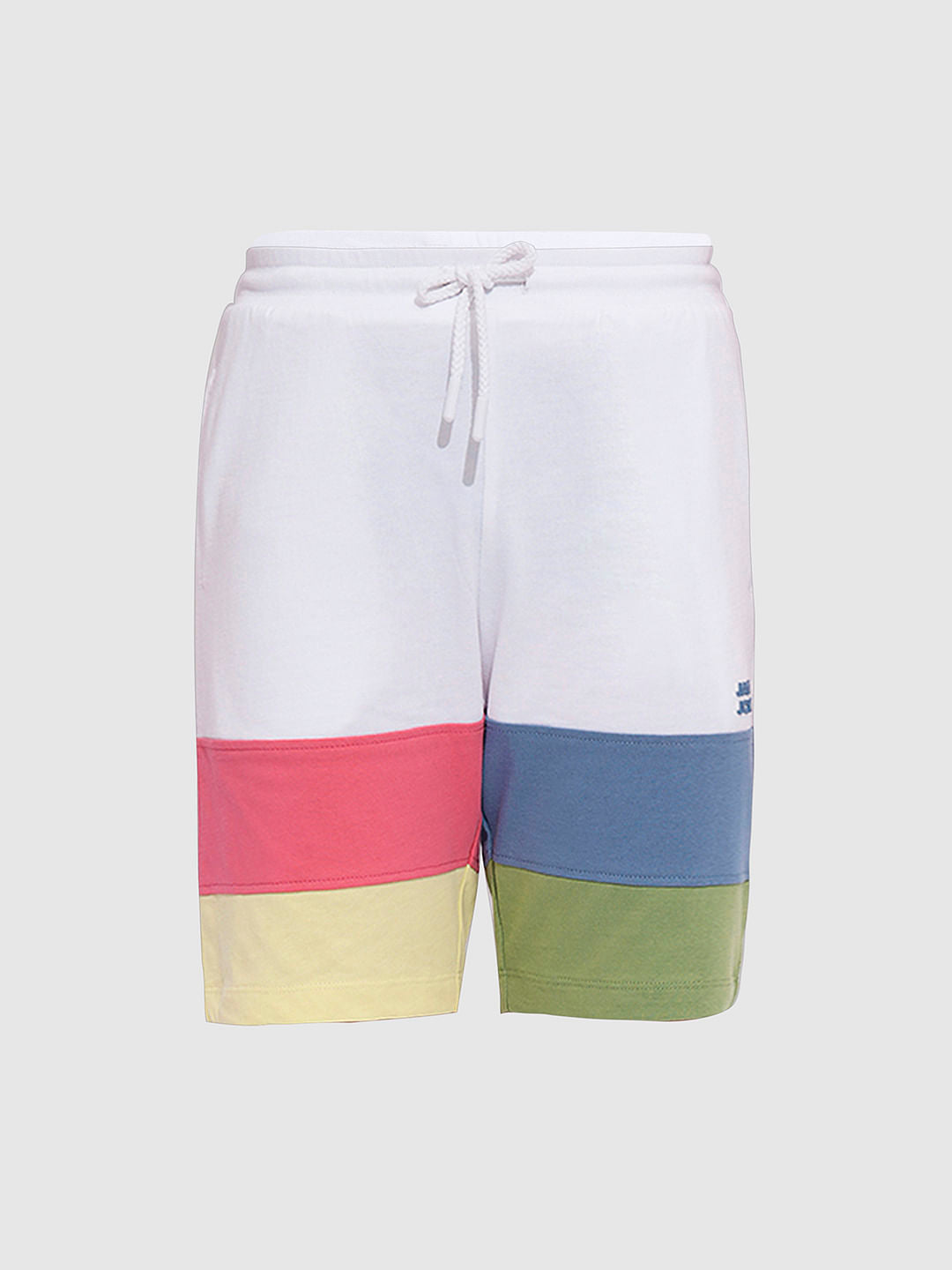 Boys White Printed Cotton Shorts