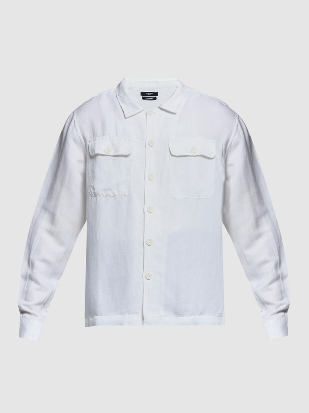 White Linen Blend Oversized Shirt