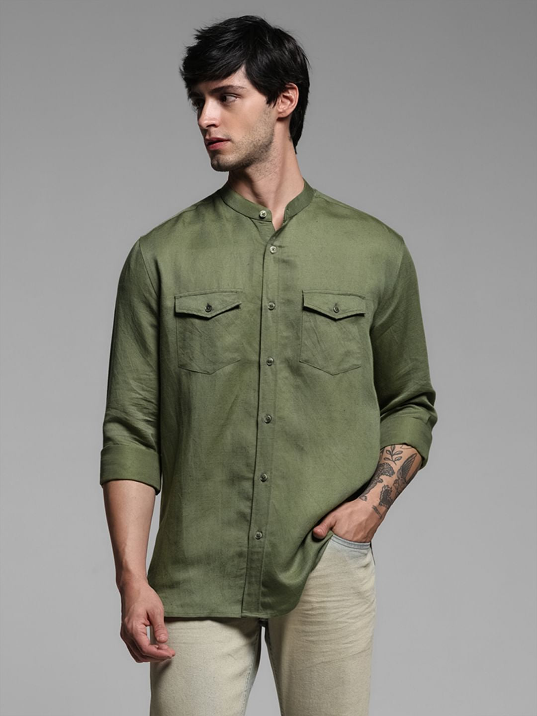 GREEN LINEN SHIRT