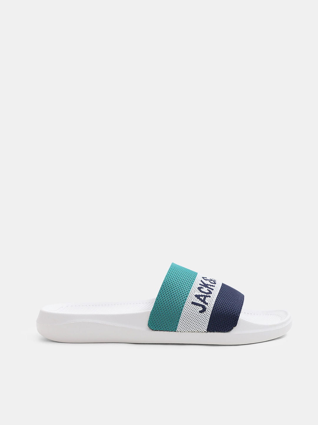 White Logo Print Pool Sliders