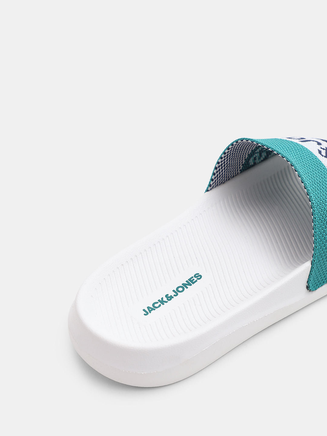 White Logo Print Pool Sliders