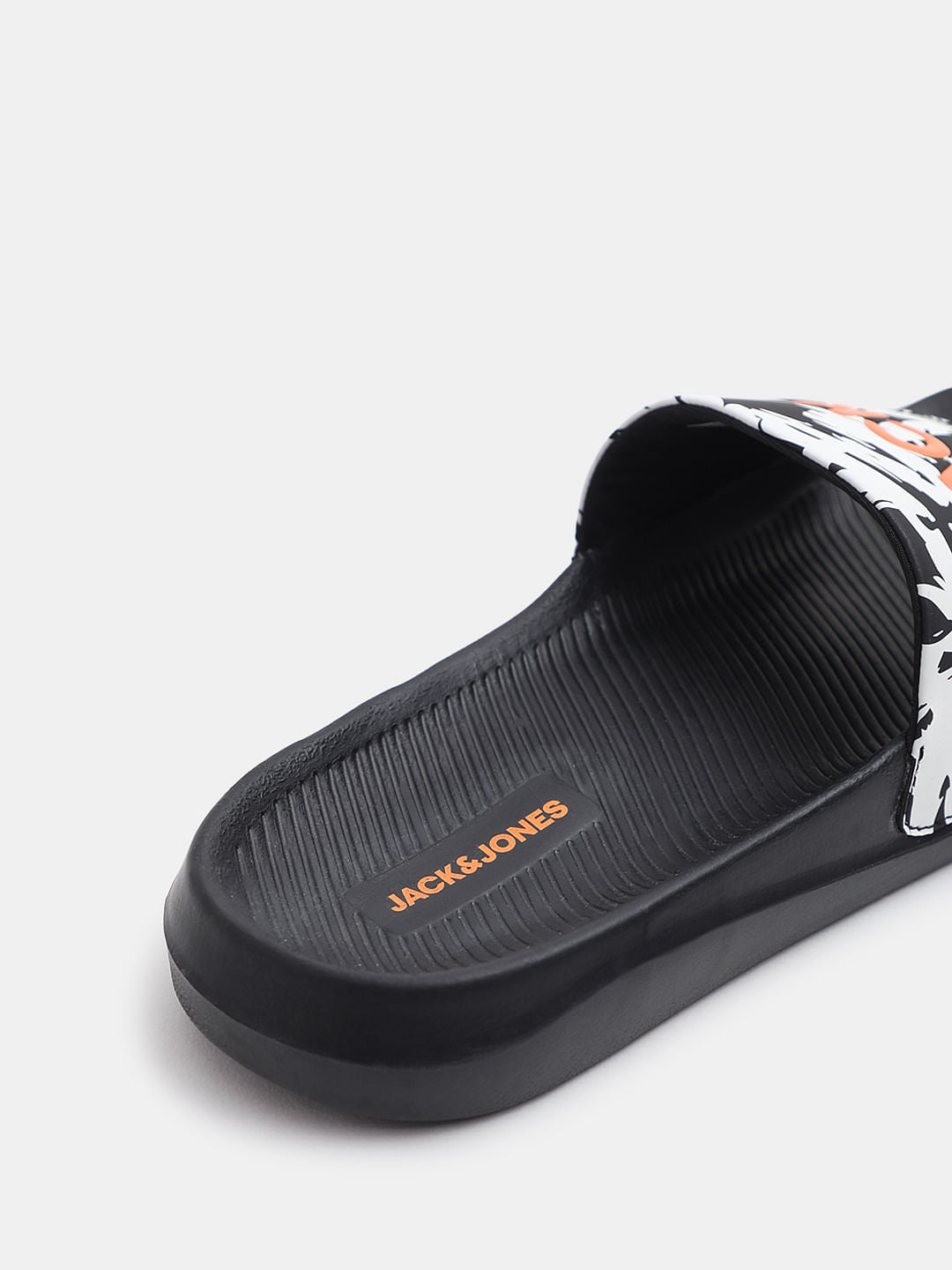 Black Abstract Logo Print Pool Sliders