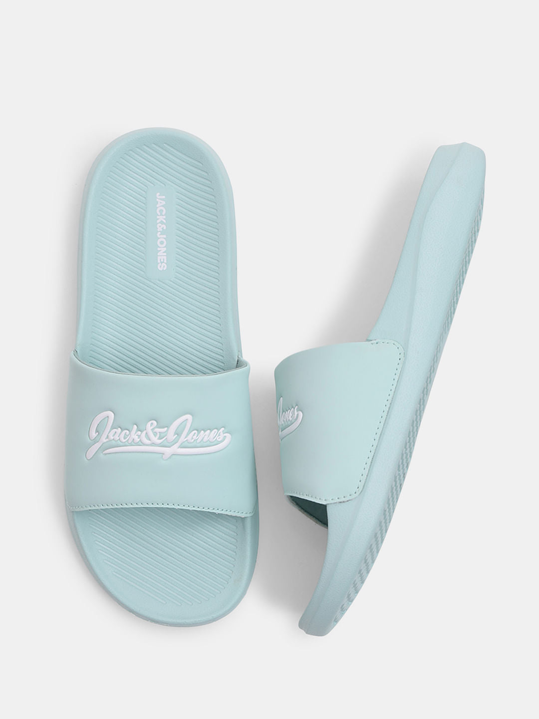 Green Logo Print Pool Sliders