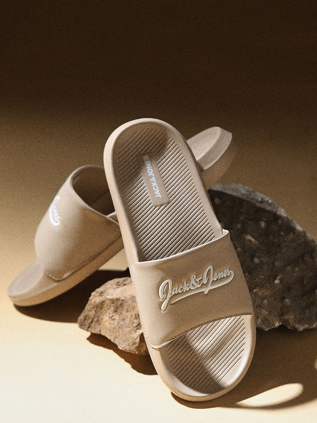 Brown Logo Print Pool Sliders