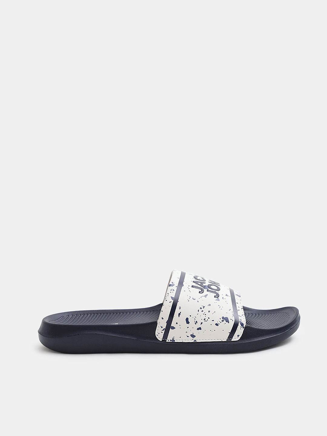 Navy Blue Logo Print Pool Sliders