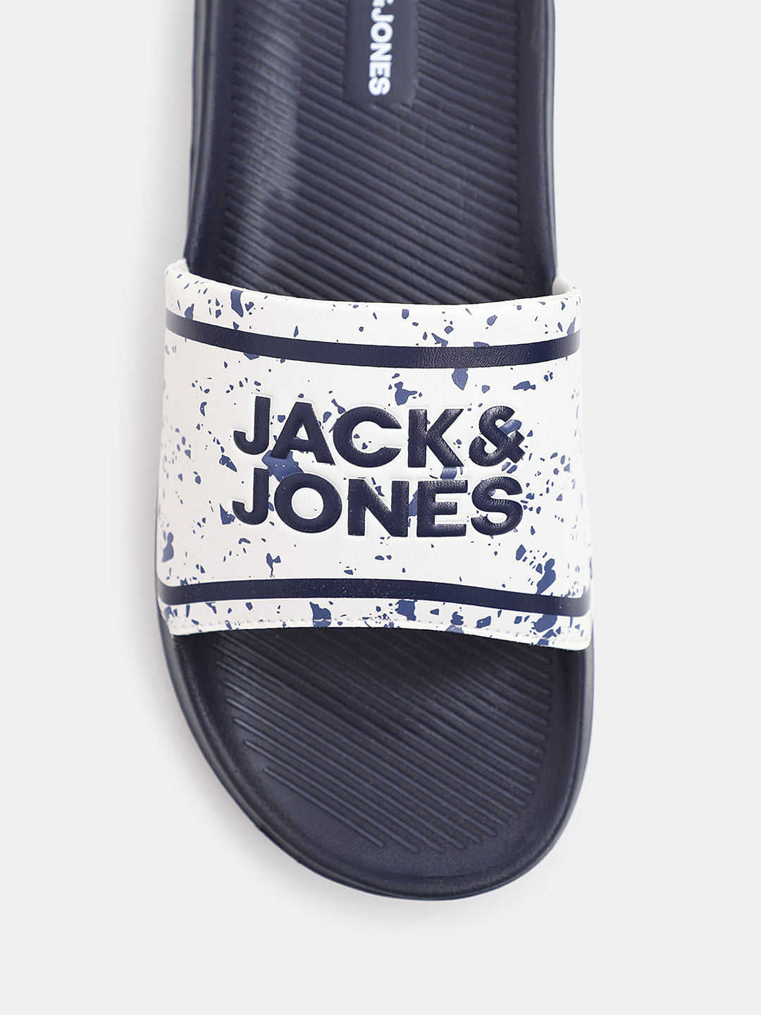 Navy Blue Logo Print Pool Sliders