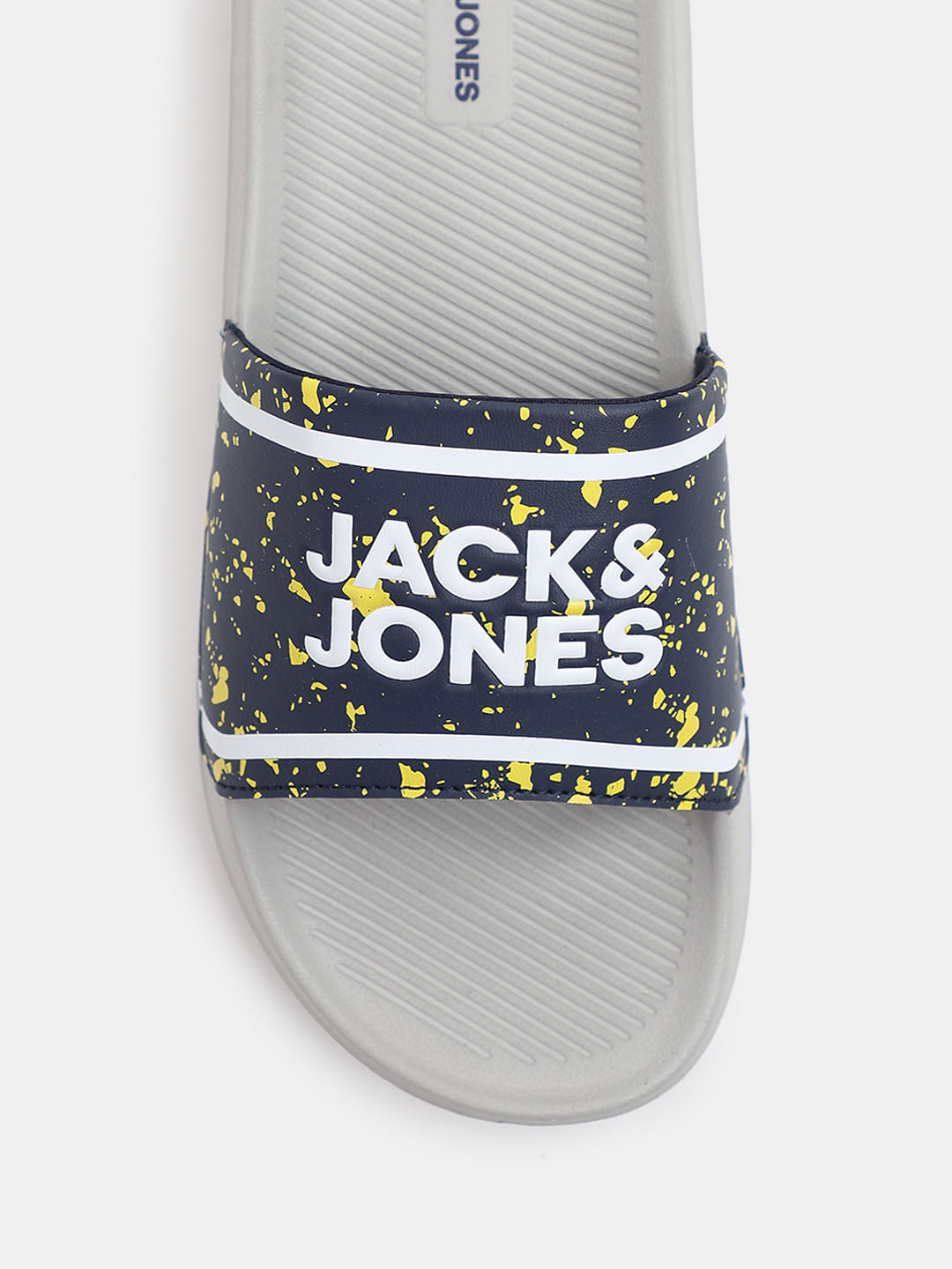 Grey Logo Print Pool Sliders