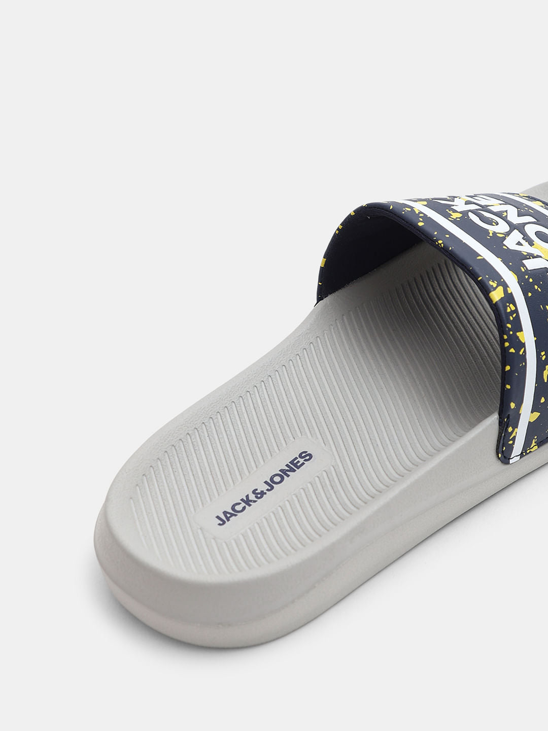 Grey Logo Print Pool Sliders
